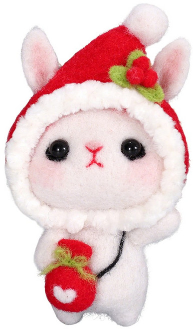 투데이리빙 DIY 양모 펠트 세트 귀여운 토끼 강아지 미니 인형 만들기 초보자 힐링 취미 공예 감성 캐릭터 미니어처 소품, 산타토끼, 1세트