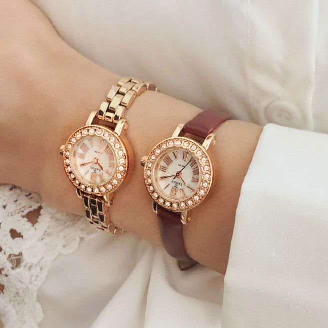 탠디 TANDY 여성용 메탈시계 4017 로즈골드 (가죽밴드+교체공구포함)-탠디 쇼핑백 증정