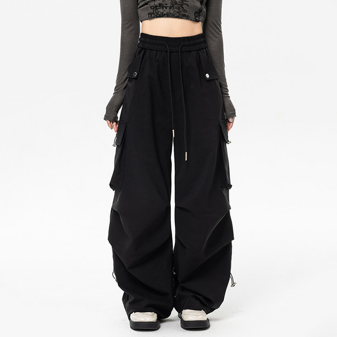 슬림소녀 여성 여름 솔리드 와이드 힙합 댄스 팬츠