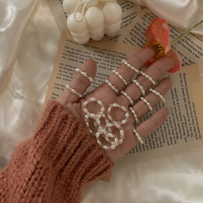 로망뜨 진주 비즈 반지 1+1 데일리 패션 링