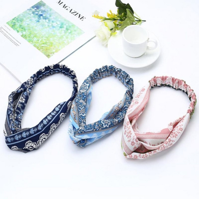 여자 반다나 고무줄 페이즐리 헤어 헤어밴드