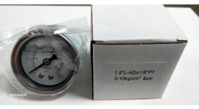 埋入式半白鐵充油壓力計 空壓機壓力表 40MM*1/8PT, 1個, 20公斤