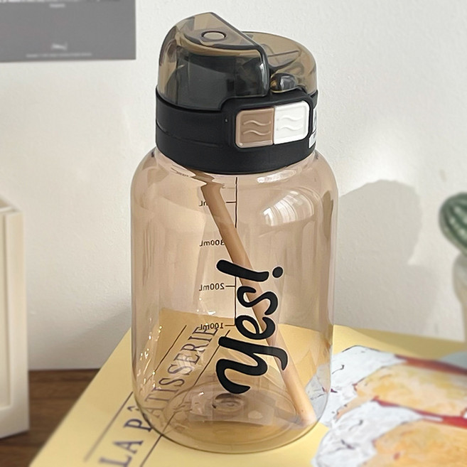 雙飲大容量隨行杯, 600ml咖色, 1套, 600L