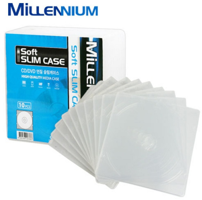 [밀레니엄] CD케이스 연질슬림 [반투명/1P-10매], 기본, 1개