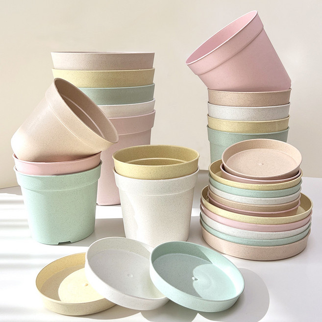 플라스틱 홈가드닝 플랜테리어 분갈이 인테리어 꽃 관엽식물 식물키우기 플분 화분 담따 베이직, 1개, 머스타드