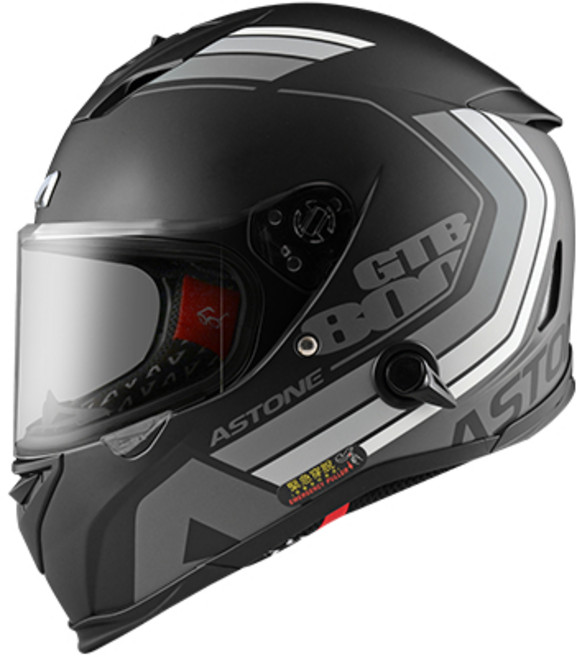 ASTONE GTB800 AO35 彩繪全罩式安全帽 平黑銀, S