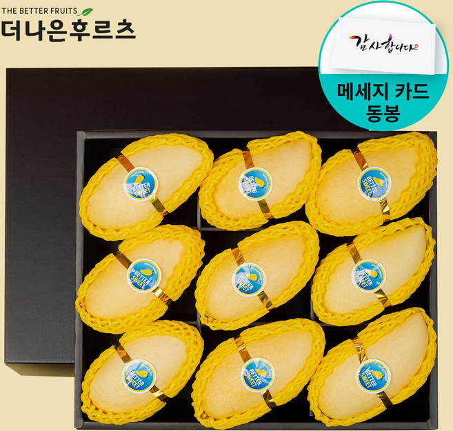 [메세지카드 동봉] 백화점 식품관 직수입 태국망고 9입 선물세트 3.1kg 내외, 1개