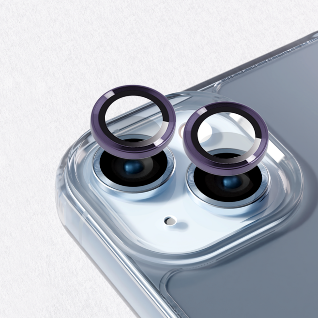 5세컨즈 아이폰 14 메탈링 카메라 렌즈 풀커버 강화유리, 06.딥퍼플, 2세트