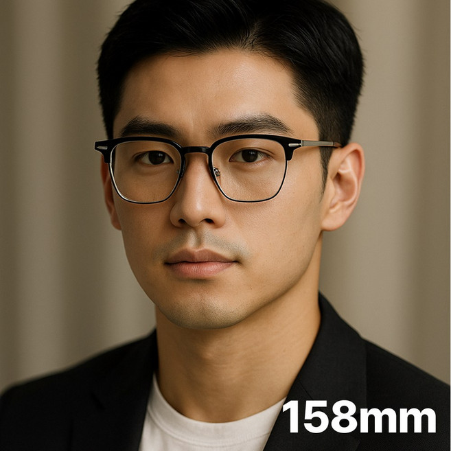 까사루미 남자 빅사이즈 하금테 대두 안경테 158mm