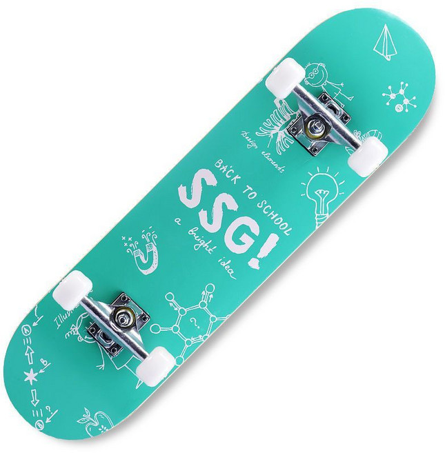 專業成人兒童幼童滑板 四輪楓木板 初學者造型雙翹板, G綠（專業級高彈輪）, 1個