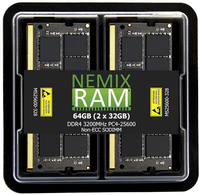 네믹스 램 64GB (2X32GB) DDR4 3200MHZ PC4-25600 2Rx8 1.2V CL22 260핀 ECC 언버퍼링 SODIMM 메모리 키트