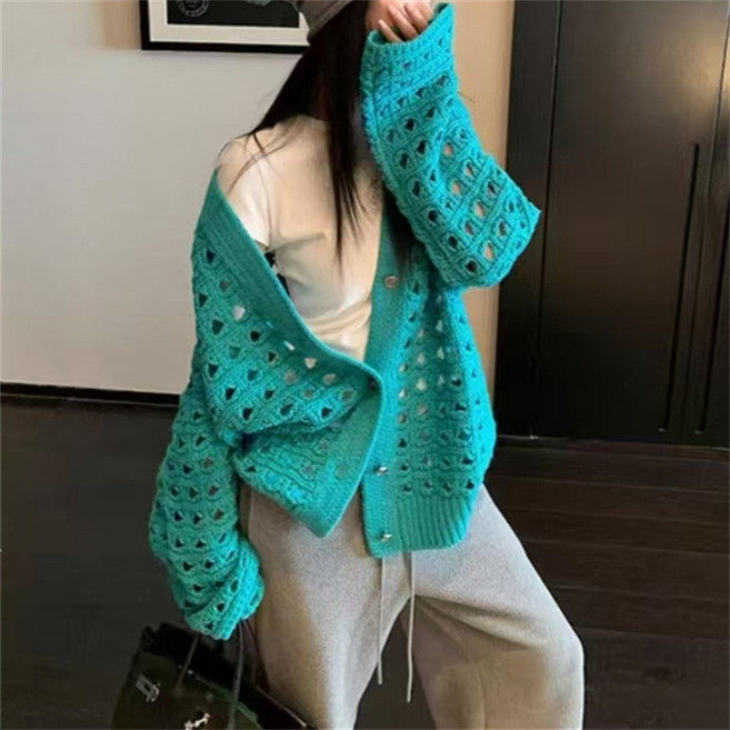 DUOMIHAN여성 니트 가디건 루즈핏 데일리 캐주얼룩WZS60419