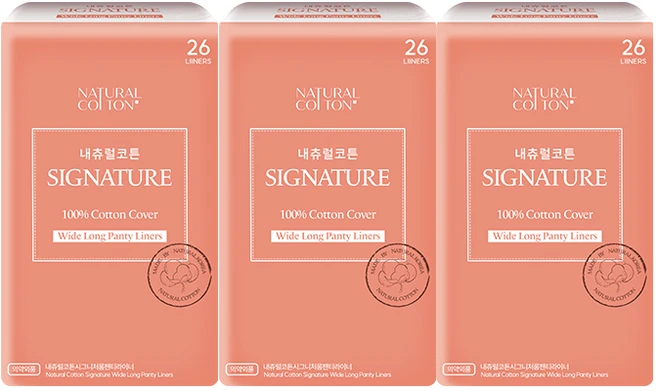 내츄럴코튼 시그니처 팬티라이너, 와이드 롱, 26개입, 3개 - 쿠팡