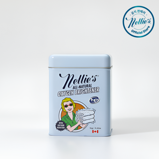넬리 흰옷 얼룩제거 표백제 과탄산소다빨래 산소계표백제 분말형 1kg 틴케이스