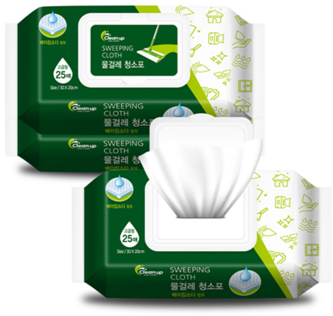 클린업 물걸레 청소포 대형 25매, 3개