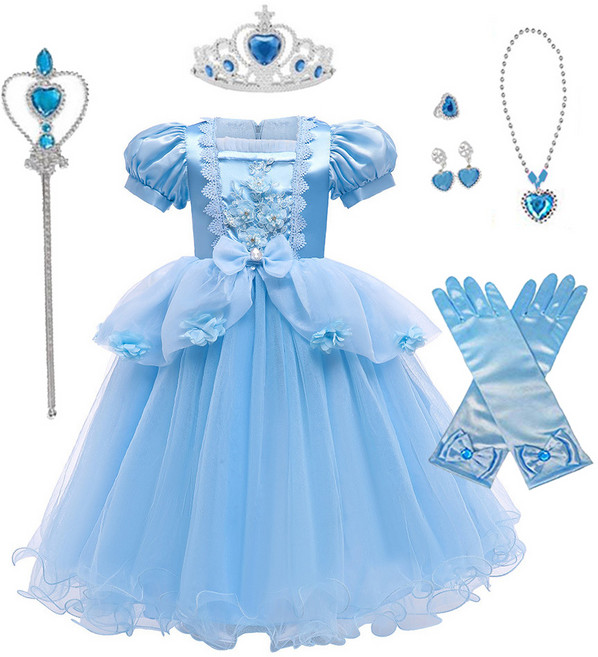 리틀오즈 프리미엄 신데렐라 롱드레스 할로윈 코스튬 드레스 여아 선물 생일드레스 (악세사리별도)