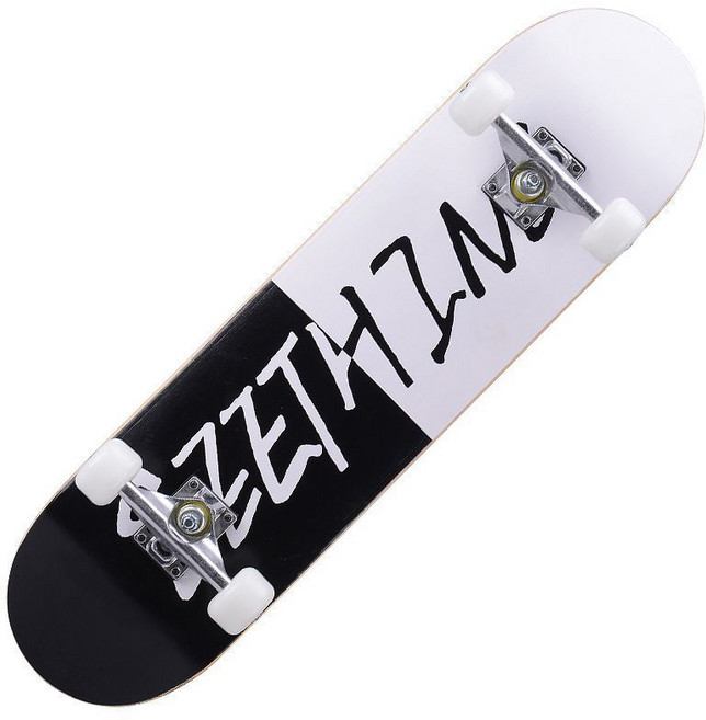 專業成人兒童幼童滑板 四輪楓木板 初學者造型雙翹板, 黑白（專業級高彈輪）, 1個