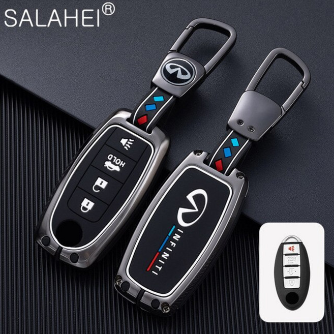 자동차키케이스 자동차 원격 키 셸 인피니티 Q50 Q60 Q70 G25 FX JX35 FX25 체인 액세서리, 10 D-gun black ring