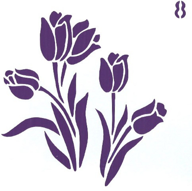 스텐실 도안 튤립 B-08-008, 1개