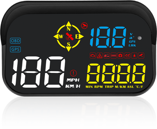 M21 車用抬頭顯示器 HUD，OBD+GPS+電子狗，真人語音播報，GPS測速照相，時速/轉速/水溫顯示, 1個, M21 台灣測速版