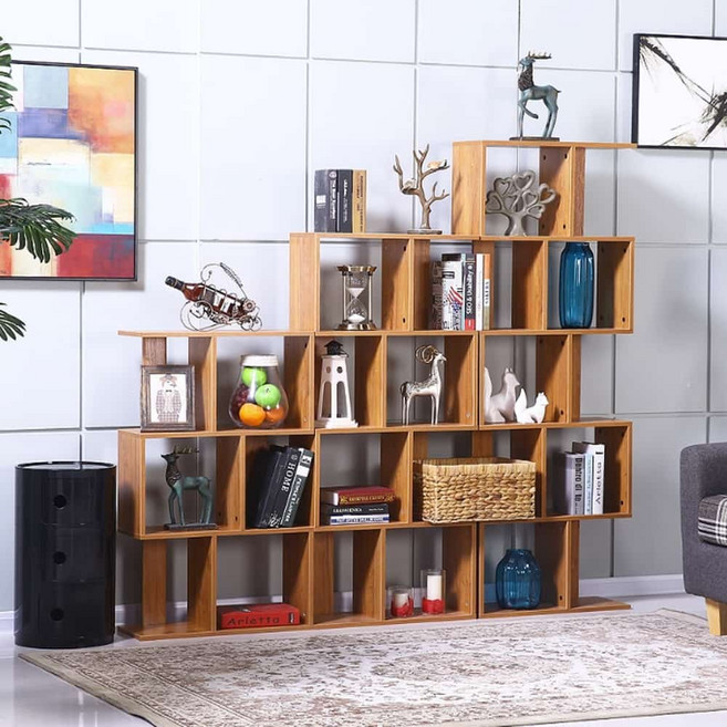 5단 퍼즐선반 거실책장, 퍼즐책장(5단)_오크(RWD4011-OK)