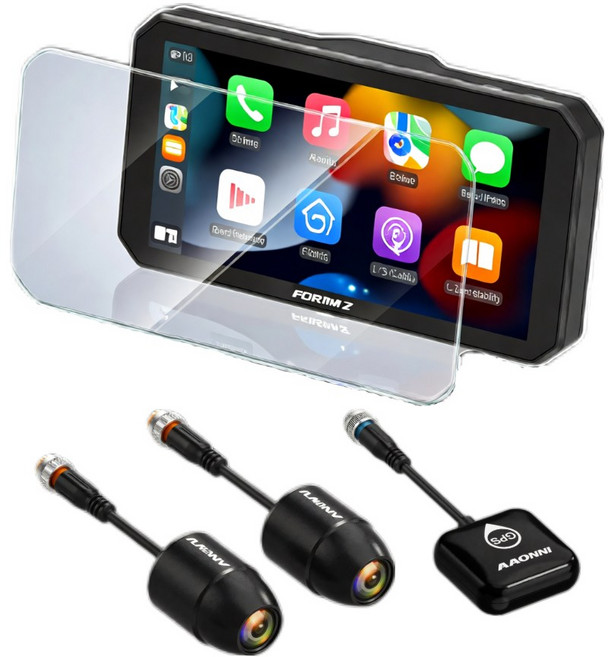 프로라이더스 이노브 N2 오토바이 안드로이드 오토 카플레이어 라이딩 스마트 블랙박스, 블랙, 이노브N2디스플레이+카메라+GPS+액정필름