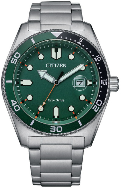 CITIZEN 星辰(AW1768-80X)GENTS 光動能 復古玩色運動風腕錶-綠色43mm-防水100米