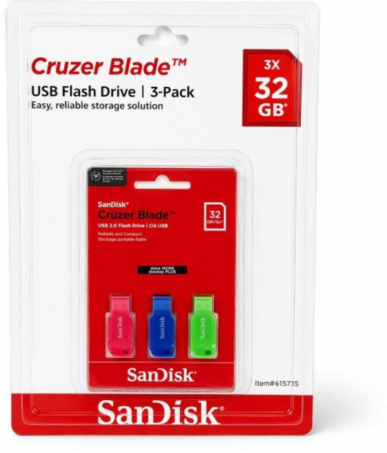 샌디스크 USB3.0 플레어 플래시 드라이브, 32GB, 3개