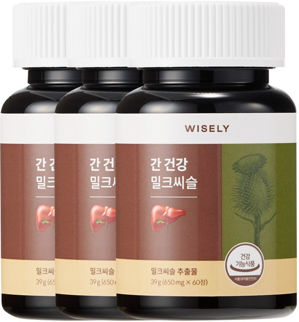 와이즐리 간건강 피로회복 밀크씨슬 비타민B군 7종(2개월분), 3세트, 60정