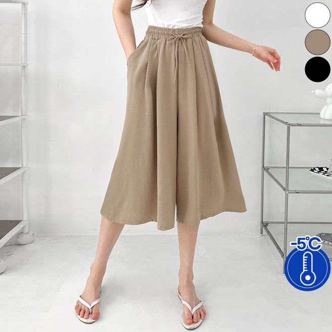 바비팩토리 여성용 후들원단 7부 핀턱 치마바지 시원한원단 밴딩바지