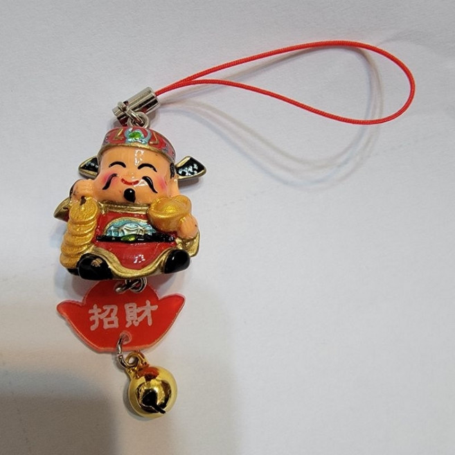 佳樺神明公仔 2.4cm 財神 月老 文昌君 玄天上帝 土地婆 孔子 公仔吊飾, 1個, 古錢財神吊飾, 古錢財神