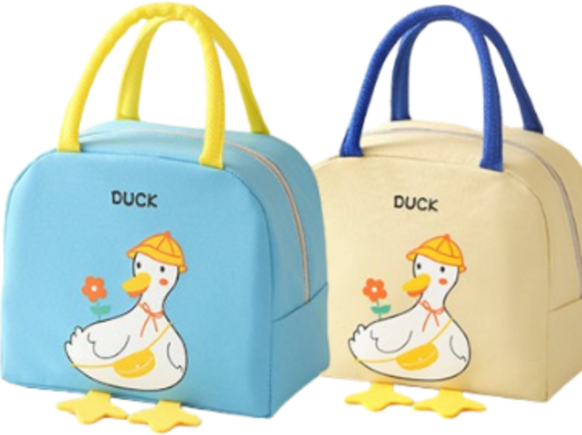러버덕 도시락 가방, 1세트, 블류+아이보리