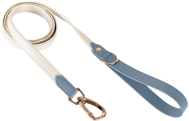 강아지 소프트 레더 가죽 리드줄 중형견 대형견, 스카이블루, 1개