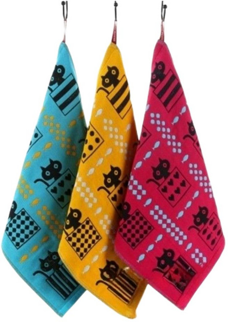 하루시 북유럽풍 주방수건 고리핸드타올 세트, 1세트, 선물상자 고양이 3종 고리수건