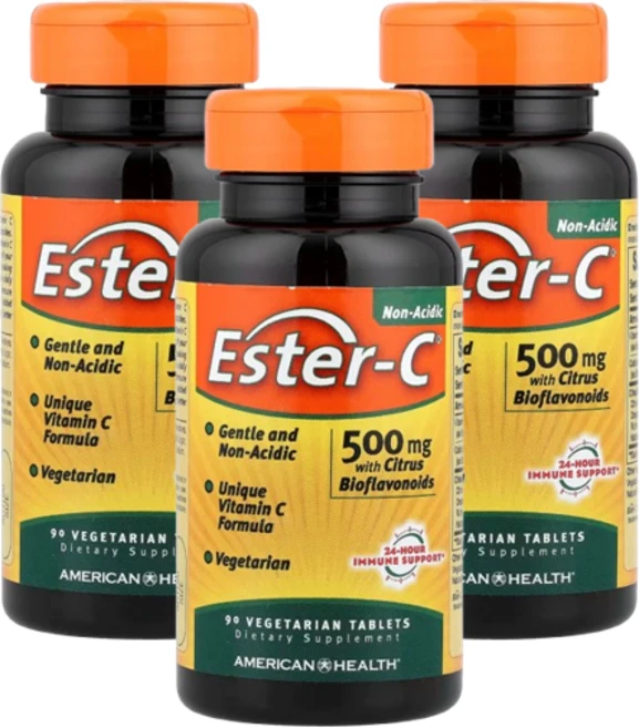 아메리칸헬스 에스터C 비타민C 시트러스 바이오플라보노이드 함유 90베지타블렛 3개, 90정 - 쿠팡
