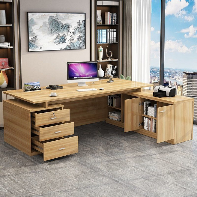 고급 사무실컴퓨터책상 업무용 ㄱ자사무용책상 1인용 수납테이블, A01(오른쪽)