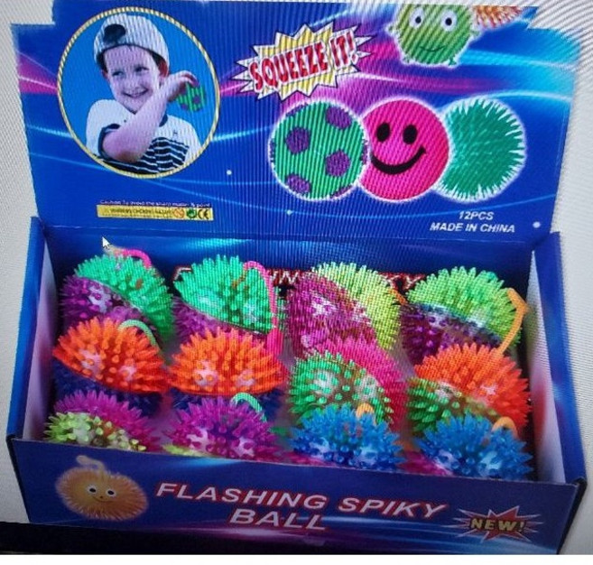 寵物發光刺蝟球 貓狗玩具 7.5公分 會叫聲 七彩閃光 耐用, 1個, 手細繩球7.5公分會發光.叫