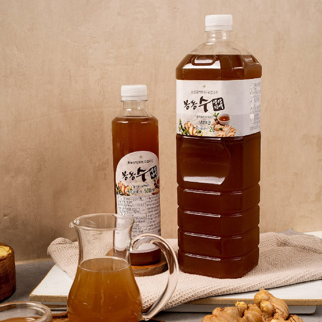 100% 국산 완주 봉동 수제 생강진액 액기스 원액 생강청 생강차, 1세트, 500ml
