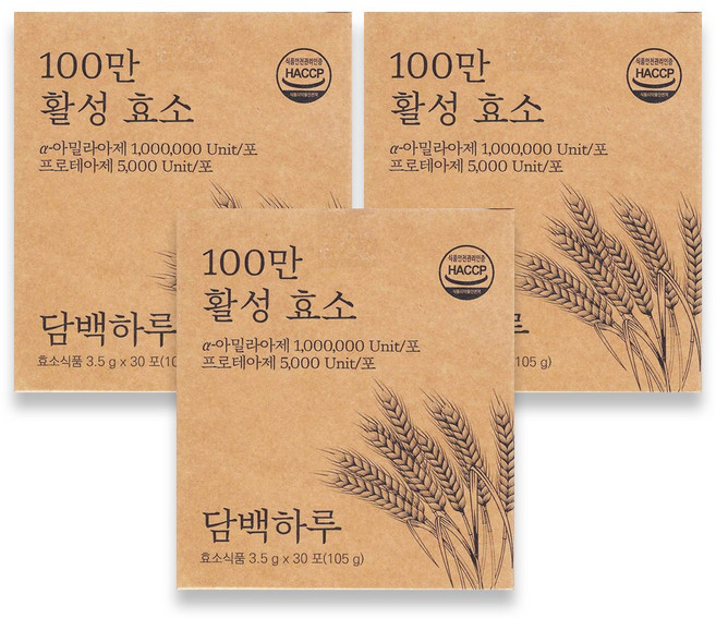 담백하루 100만 활성효소 30p, 3개, 105g