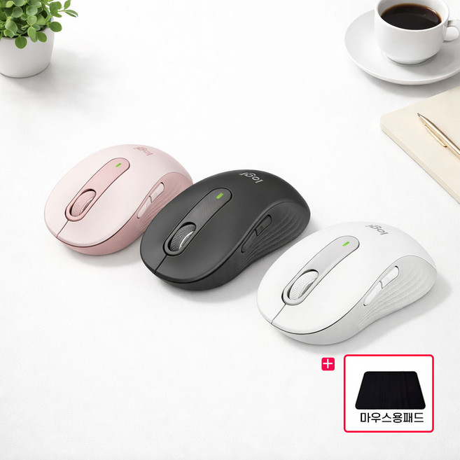 로지텍코리아 시그니처 M650 무소음 무선 마우스 + 마우스패드, M로즈핑크, M650+마우스패드