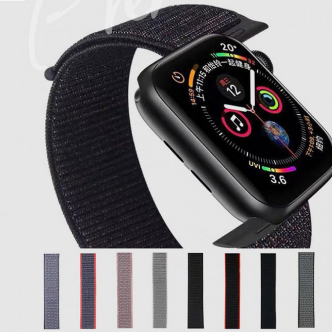 애플워치벨크로루프 밀레니즈 가죽 실리콘 스포츠, 38 40MM_10검빨