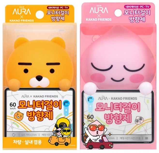 카카오 프렌즈 모니터 걸이형 방향제 2개 (어피치&라이언), 1개