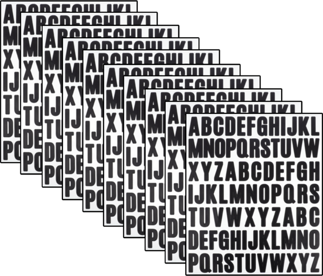 이음모음 영어 알파벳 스티커 2.5cm, 블랙, 10매