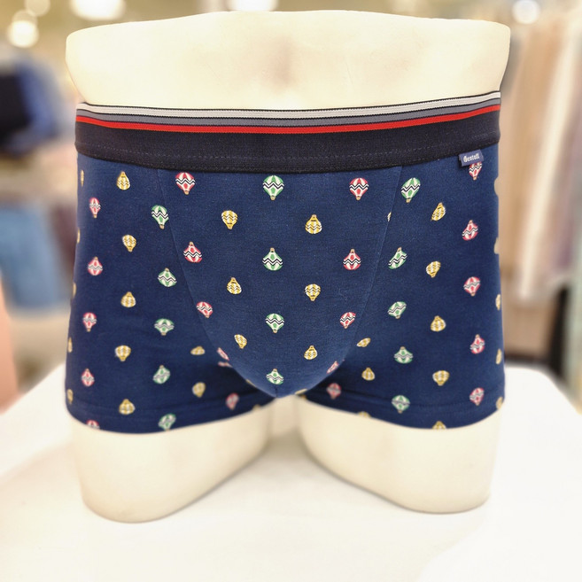 비비안 신축성 좋은 면 모달 소재에 비비드한 색감의 열기구 프린트로 포인트를 준 아웃밴드 남성 면 드로즈 네이비