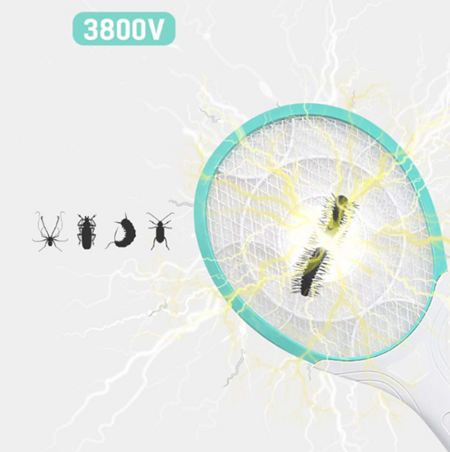 Ez 원샷원킬 3중망 안전장치 AA건전지 전기모기채 심플 해충퇴치기 블루, 단품