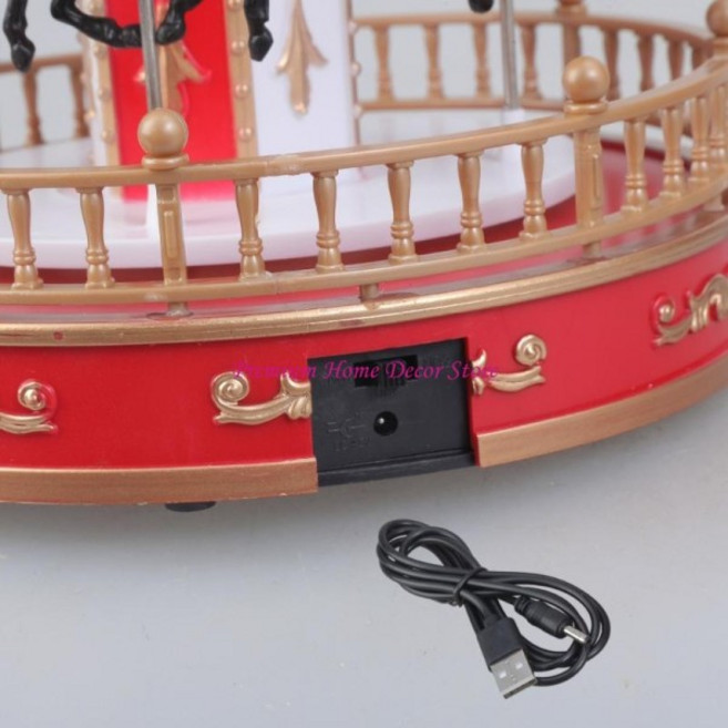 쿠쿠스토어 크리스마스 회전 관람차 애니메이션 조명 뮤지컬 마을 48cm 카니발 멜로디 장식 소녀를위한 선, 01 MULTI