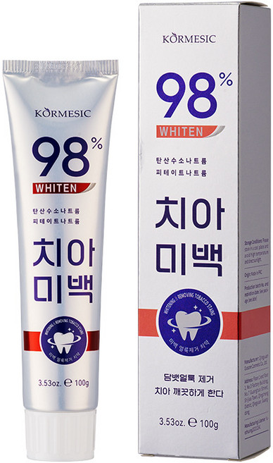 Gurene 미백치약 추천 1위 치아미백 치약 98% 치아미백 담배착색제거 구취관리 잇몸건강 치석케어 착색억제 화이트닝, 100g, 1개