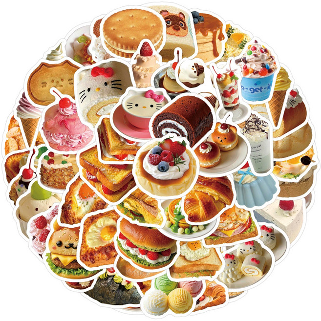 음식스티커 인스 폰꾸 다꾸 노트북 캐리어 리무버블스티커, 디저트스티커, 1개