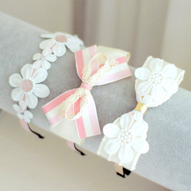 스윗핑크 레이스 코지 머리띠 아동 헤어밴드 3종 세트