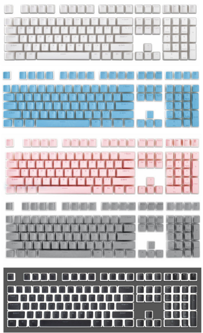 ZECTUS OEM 프로파일 PBT 푸딩키캡 이중사출 파스텔톤 튜닝 키보드 129키, 라이트불루푸딩